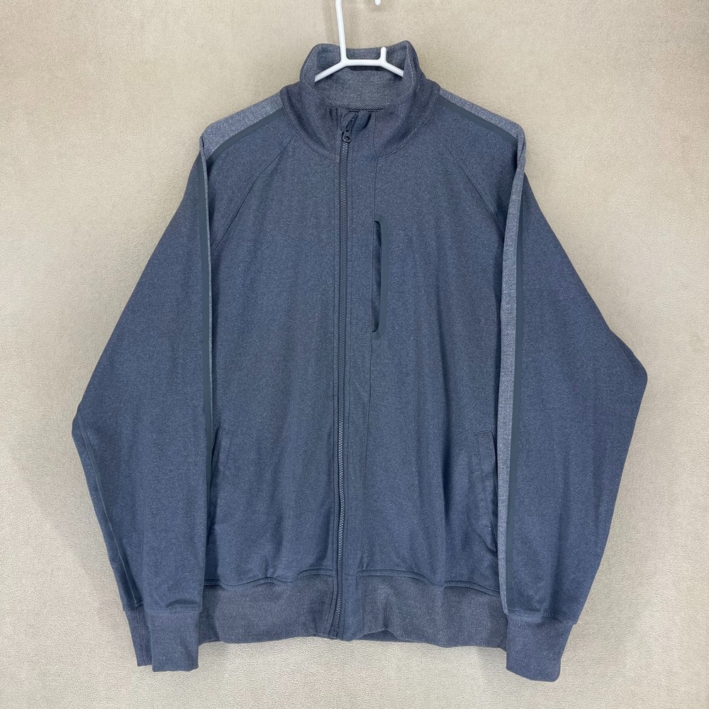 Lululemon Track Jacket Full Zip Heathered Gray Logo Size XXL Mens Athleisure